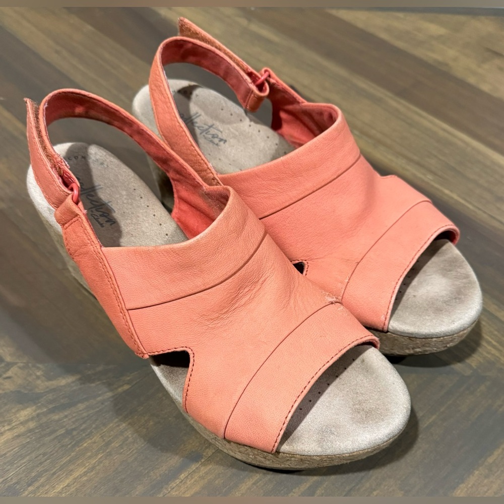 Clarks Shoes Women’s 9 Coral Sandals Annadel Slingback Wedge